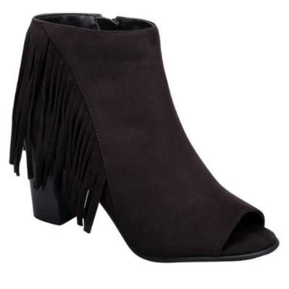 Breckelles Shoes - Fringe Open Toe Bootie